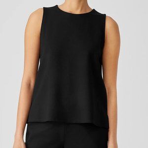 Washable Flex Ponte Round Neck Tank - Black